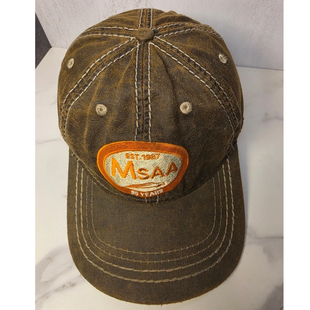 Port‎ Authority MSAA 35 Years Est 1987 Brown Weathered Baseball Cap Hat